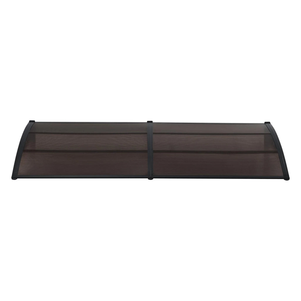 Pensilina per porta in alluminio e policarbonato ABS resistente alle intemperie 300 x 100 cm nero marrone 03_0004675