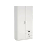 Guardaroba 2 ante Sultani, Mobile camera da letto, Cabina armadio portabiti, Armadio appendiabiti, 99x50 h200 cm, Bianco