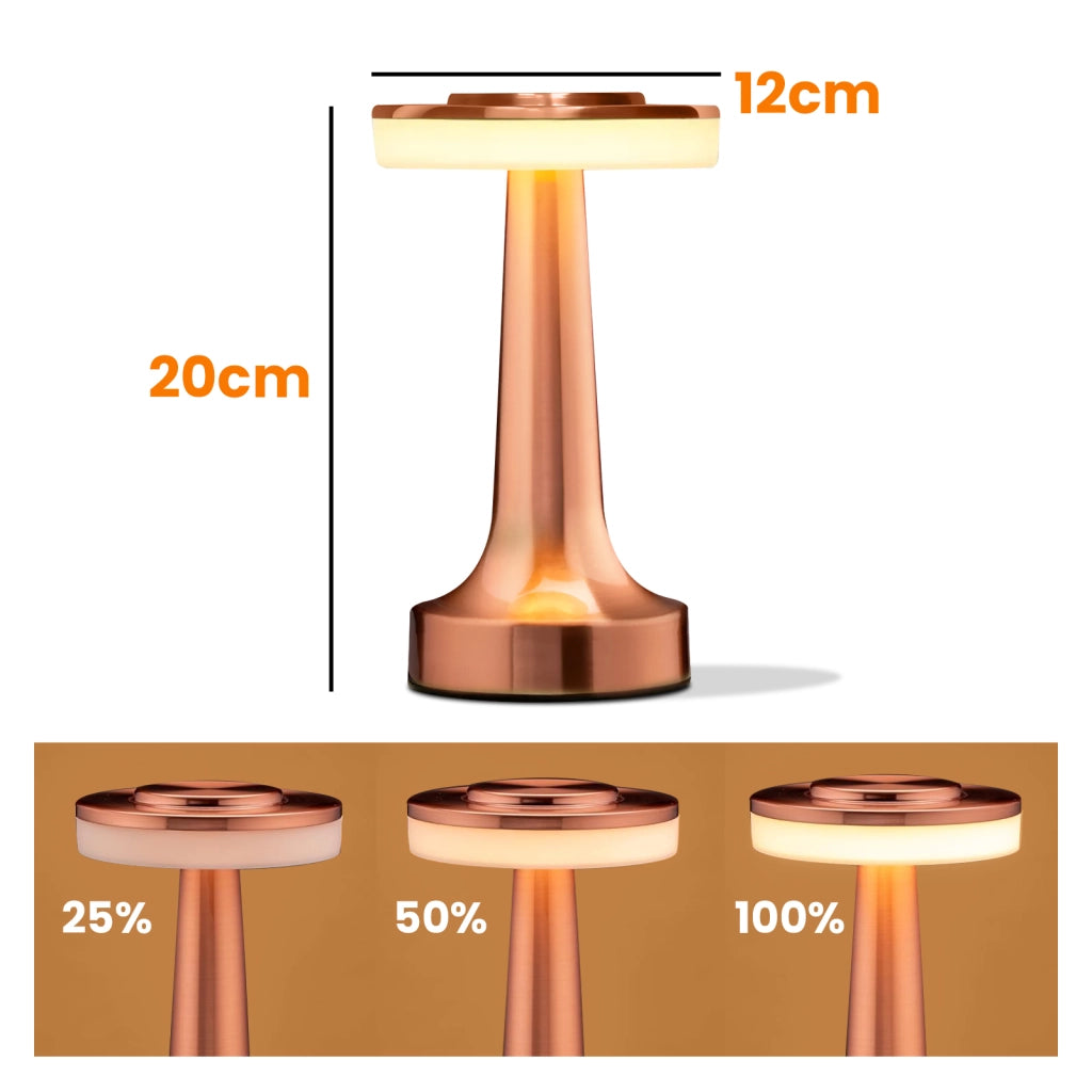 Lampada da tavolo a LED tattile senza fili con 3 intensità Regolabile Rosa champagne Max excell