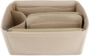 Organizzatore di tasca a mano con cerniera, organizzatore di tasca con diverse tasche, organizzatore di tote (beige, medio)