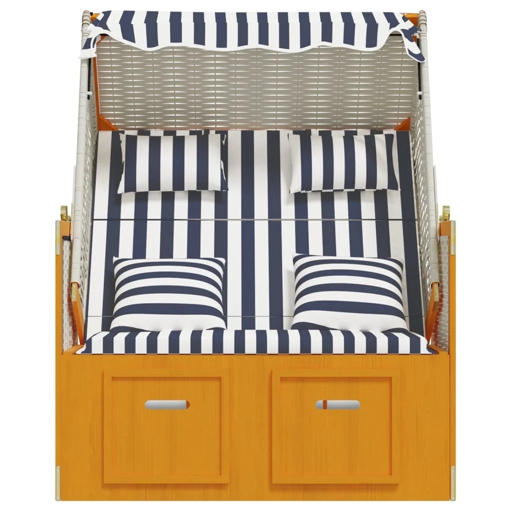 Strandkorb con cuscini in polyrattan legno massello bianco blu 02_0012174
