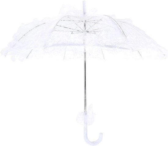 Parasole da Sposa con Bordo - Bianco - In Tessuto a Corda