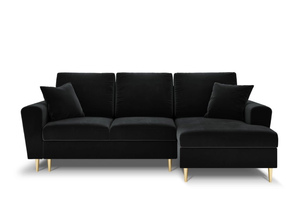 Cosmopolitan Design - Divano convertibile angolare destro con contenitore "Kyoto" 4 posti in velluto nero 