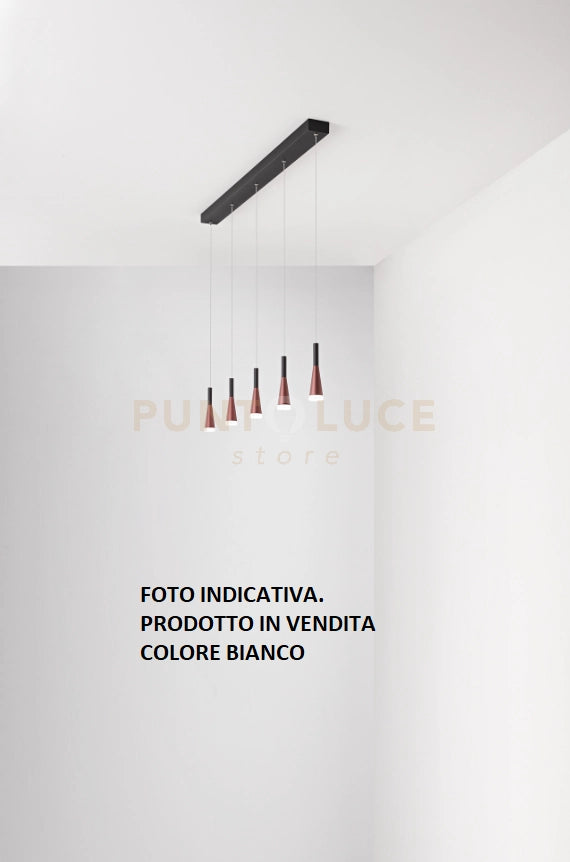 Sospensione in alluminio colore bianco 5 luci Cone LED 35W 3000K CRI?80 220-240V 50/60Hz 2070Lm