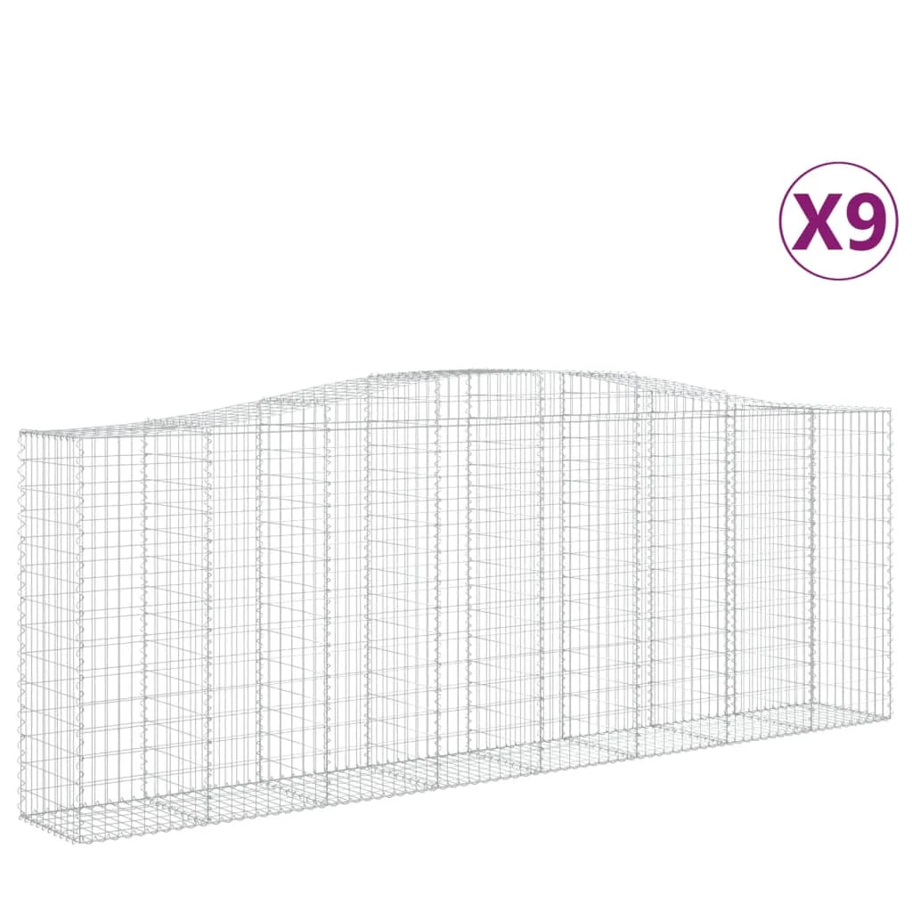 Set di 9 gabbioni ad arco per recinzioni a gabbia e muri di contenimento 400 x 50 x 140/160 cm ferro zincato argento 02_0041310