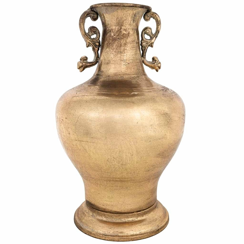 Vaso in metallo dorato 19,5x19,5x34,5h cm