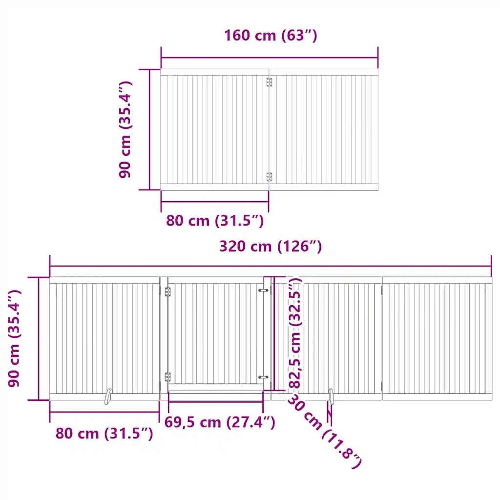 Cancello Cani Porta Pieghevole Bianco 12 Pannelli 960 cm Pioppo 3155680