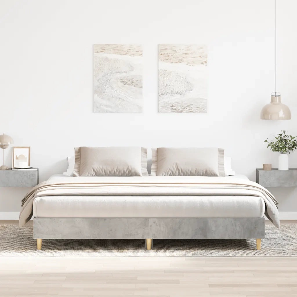 Letto matrimoniale | Letto per adulti | Giroletto senza Materasso Grigio Cemento 180x200 cm Truciolato