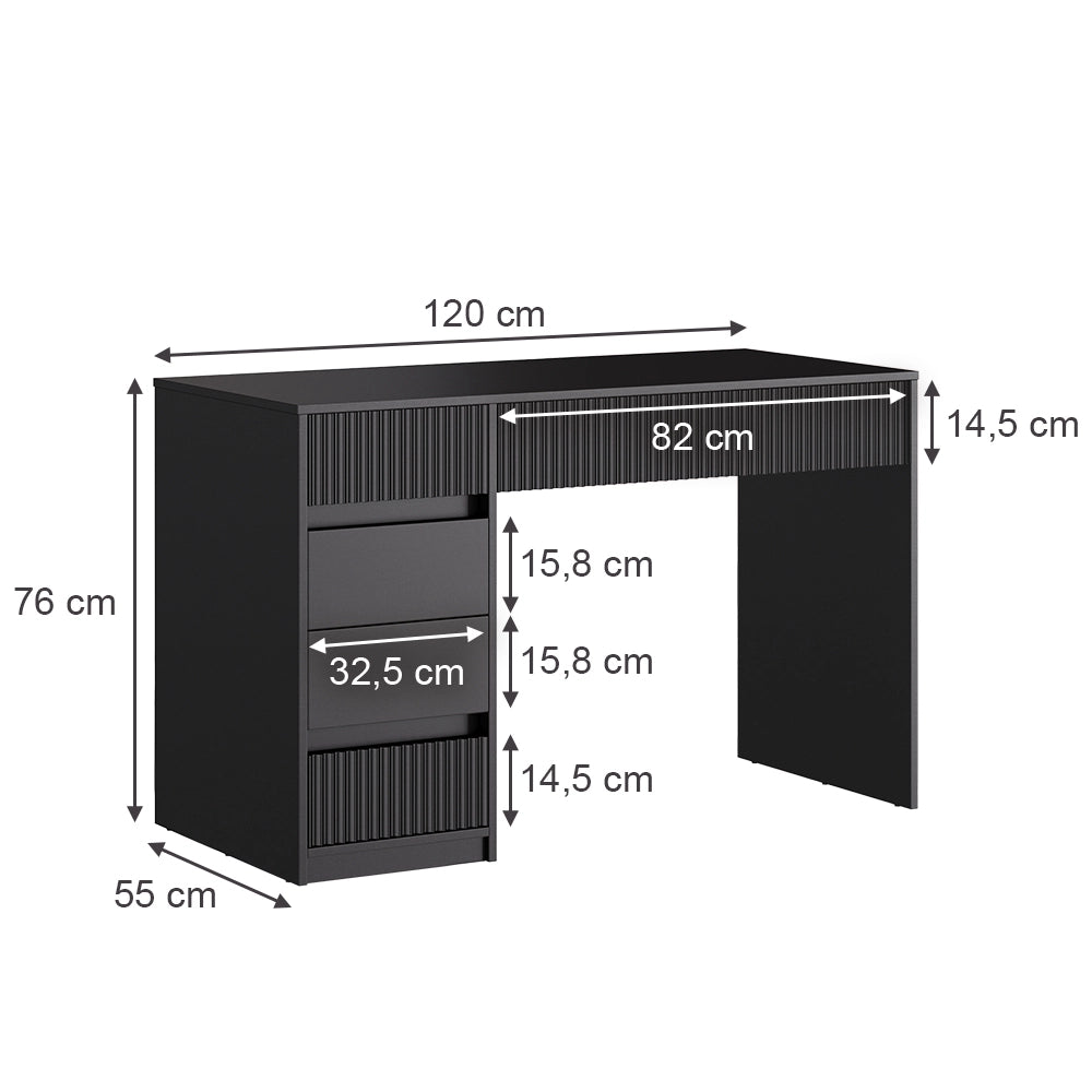 Vicco Tavolino da toilette Nero 120 cm Senza specchio