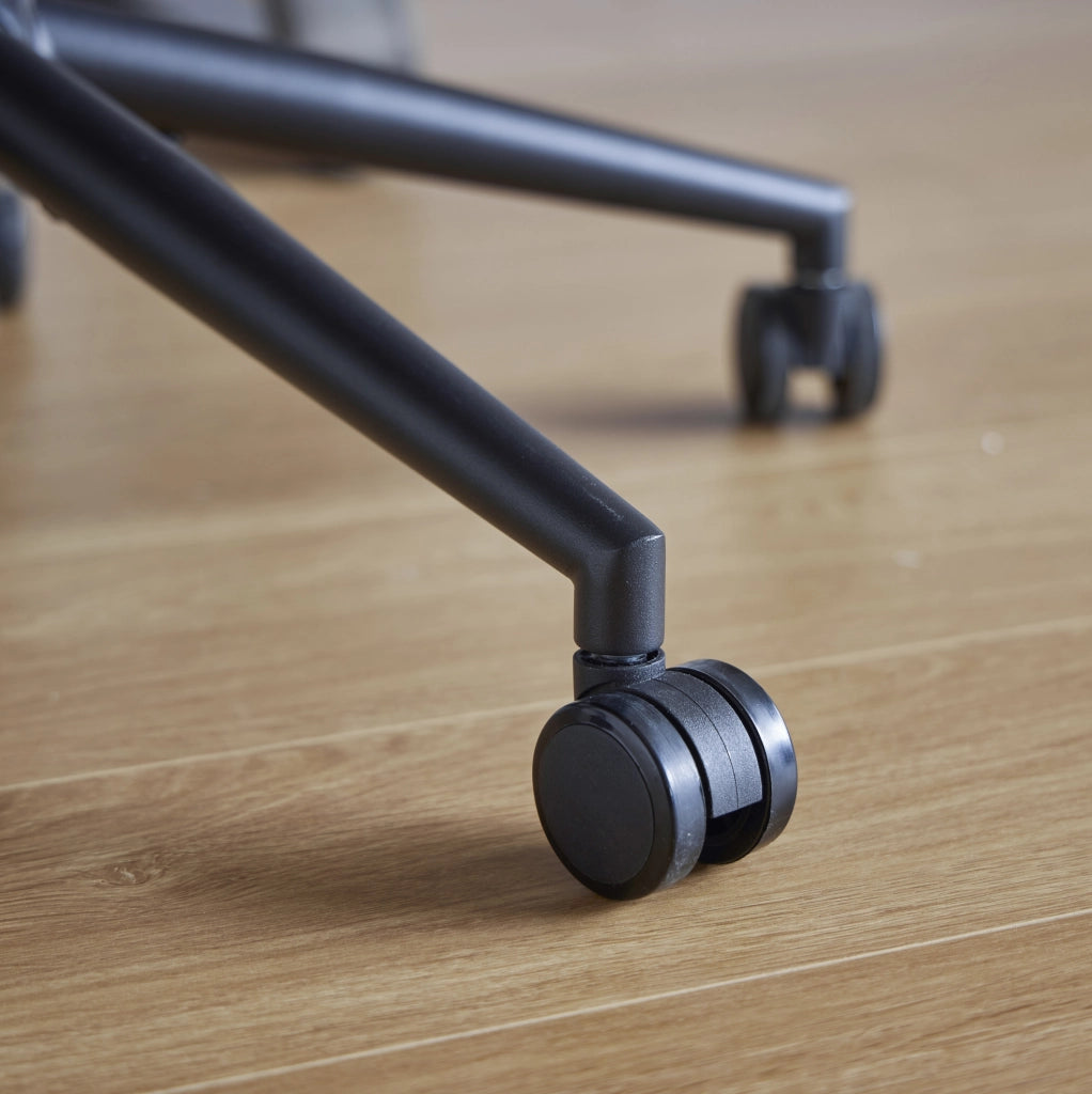 Sedia da Ufficio Girevole in Pelle con Braccioli in Quercia e Ruote, Altezza Regolabile, Design Ergonomico