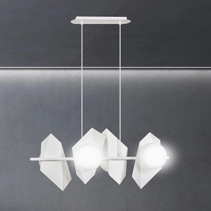 Lampadario Emibig Drifton bianco 4xE14 LED vetro metallo
