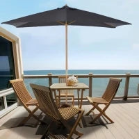 Ombrellone da Giardino 2x3m in Legno e Bambù con 8 Stecche e Copertura in Poliestere, Grigio Scuro