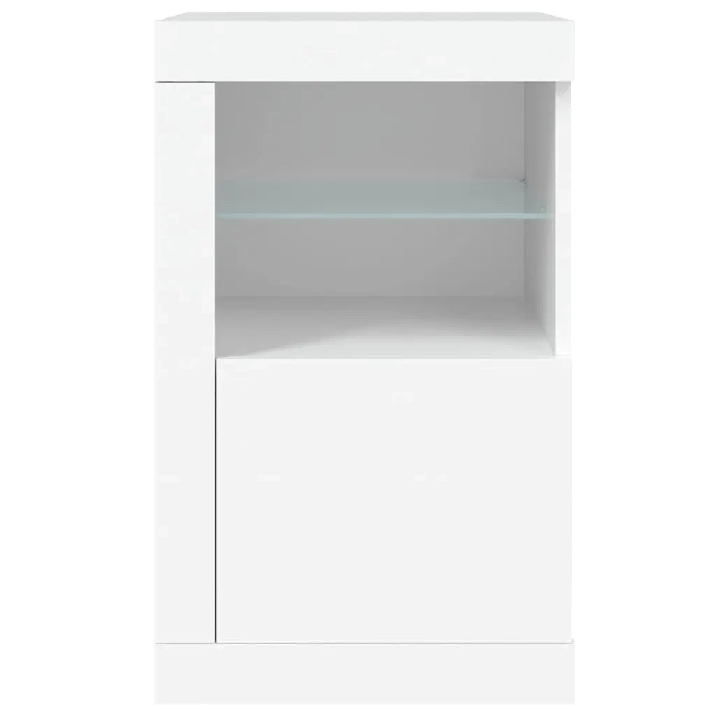 Mobiletto laterale dal design contemporaneo con illuminazione a LED 41 x 37 x 67 cm legno composito bianco 02_0049363