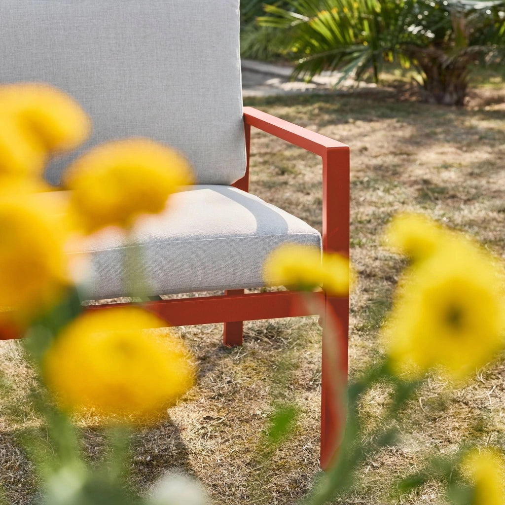 Salotto da giardino in alluminio, 4 posti, terracotta
