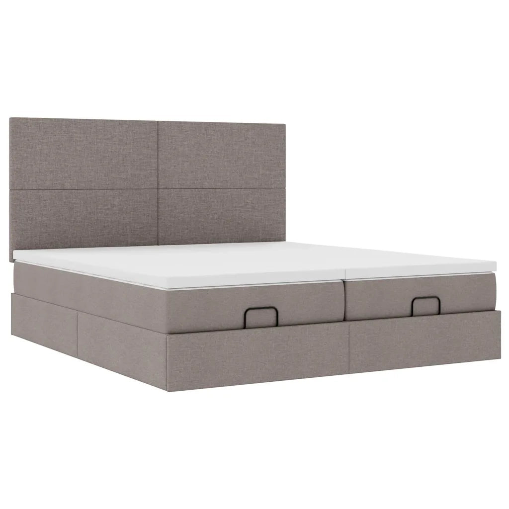 Struttura Letto Pouf con Materassi Tortora 180x200cm in Tessuto 3313675