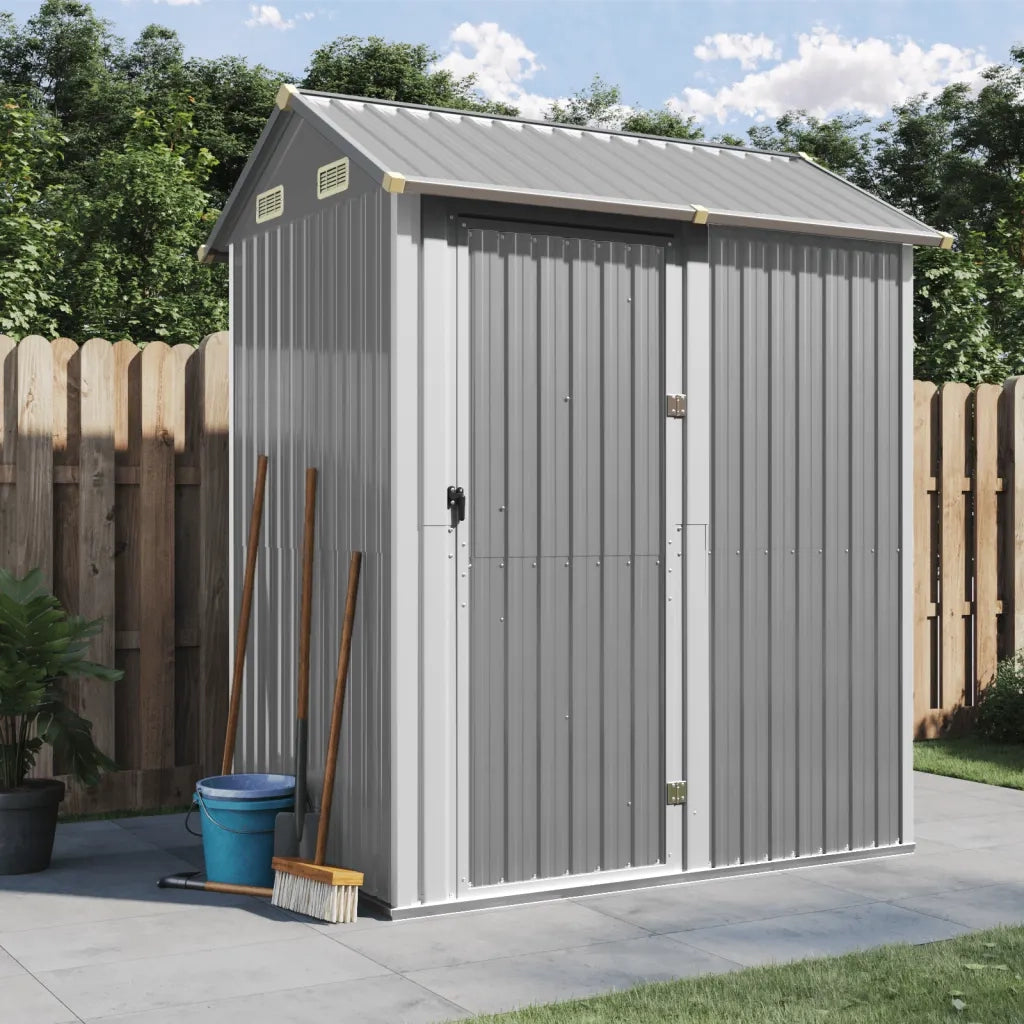 Casetta da giardino grigio chiaro 192x152,5x237 cm in acciaio zincato 364530