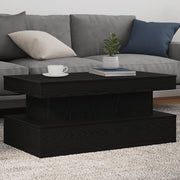 Tavolino da Soggiorno con Luci LED Rovere Nero 90x50x40 cm