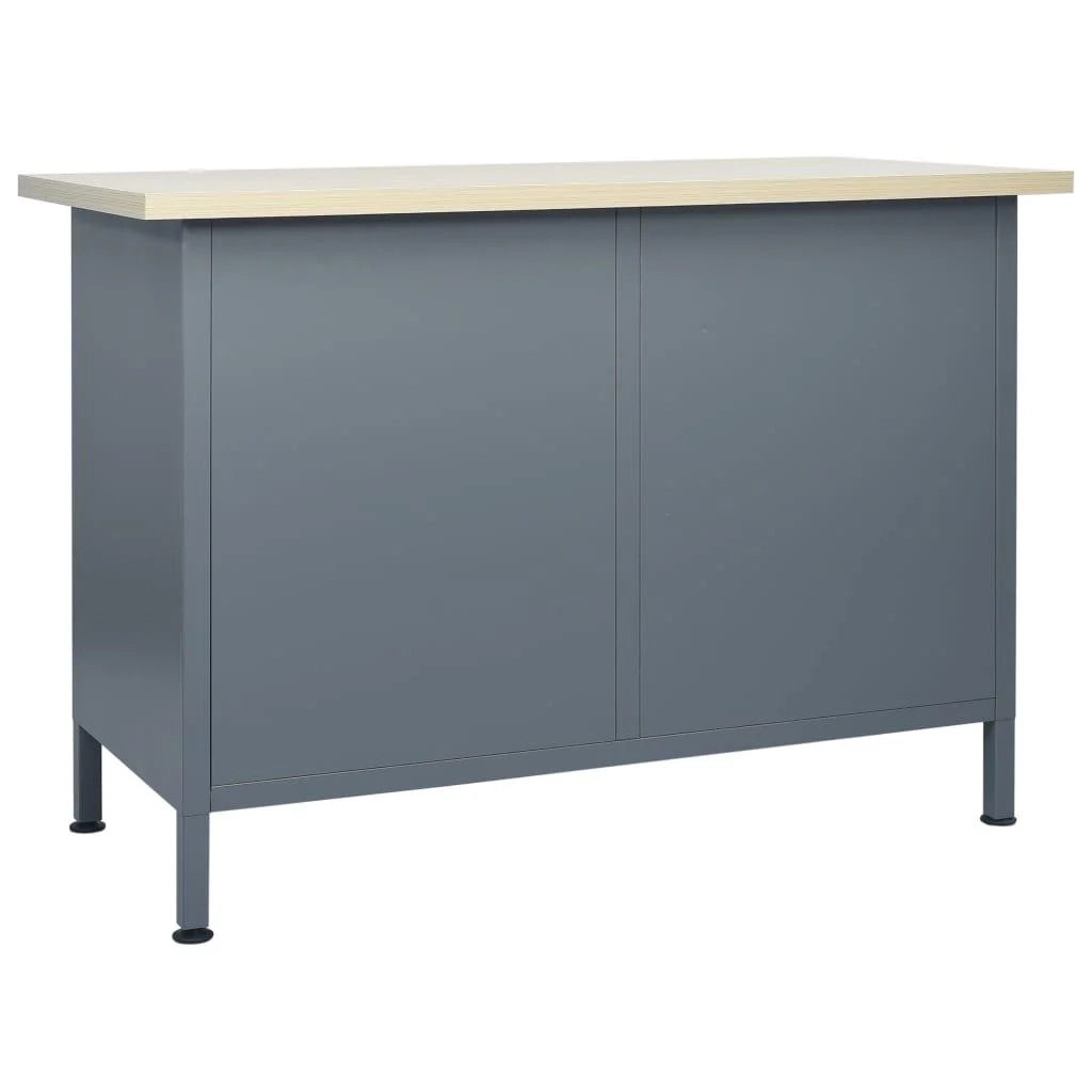 Banco da lavoro per lavori di riparazione tavolo da lavoro officina garage robusto spazio di stoccaggio 120 cm acciaio nero 02_0003678