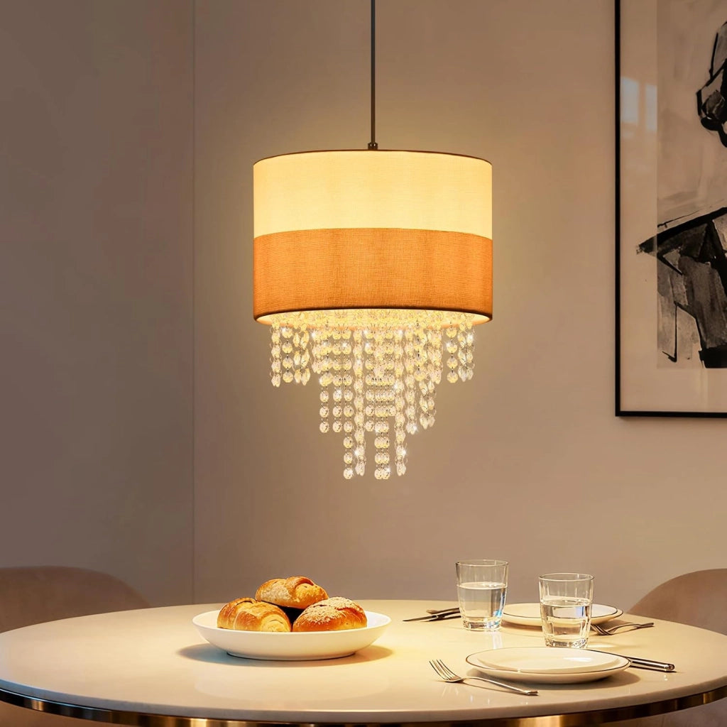 Lampada a Sospensione ZMH E27 Bianco Vintage Cristallo Senza Lampadina