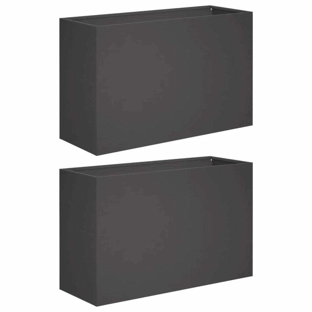 Vaso da giardino 2 pz Nero 80 x 40 x 50 cm 8005709