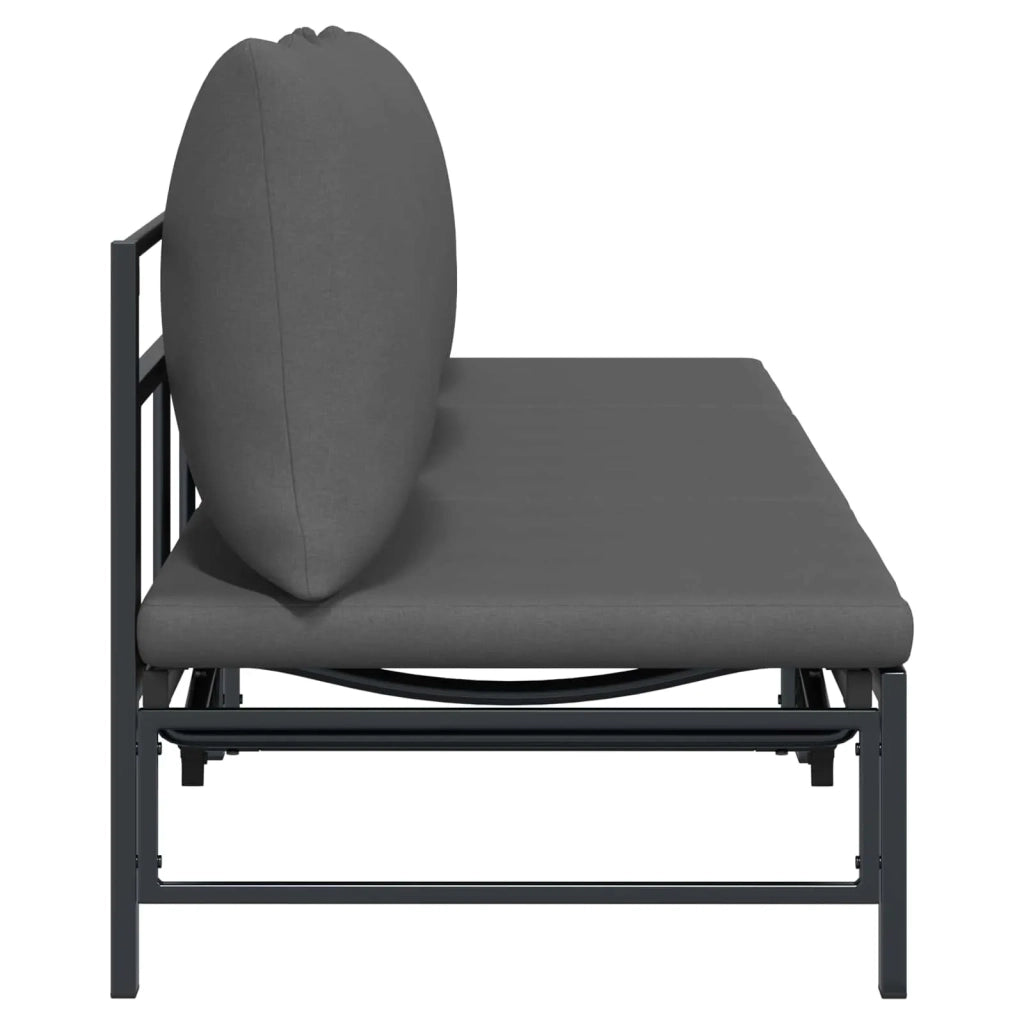 Lettino Sole per 3 Persone Nero 200 x 62 x 59,5 cm Textilene