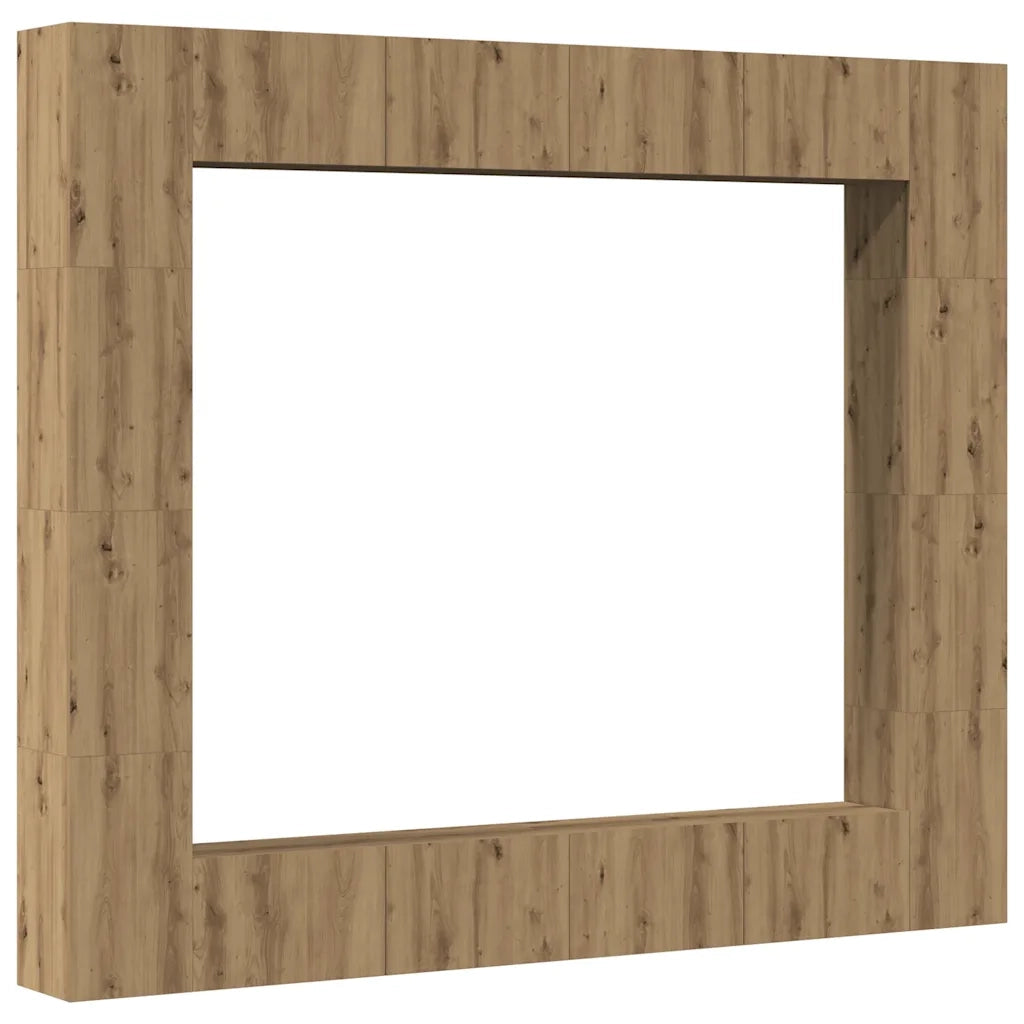 Set Mobile TV 8 pz Montato a Parete Rovere in Legno Multistrato