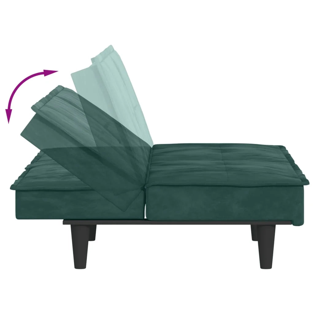 Divano letto con portabicchieri velluto verde scuro 02_0019264