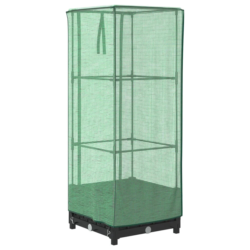 Fioriere | Cassetta per fiori | Letto Rialzato con Copertura Serra Effetto Rattan 40x40x123 cm