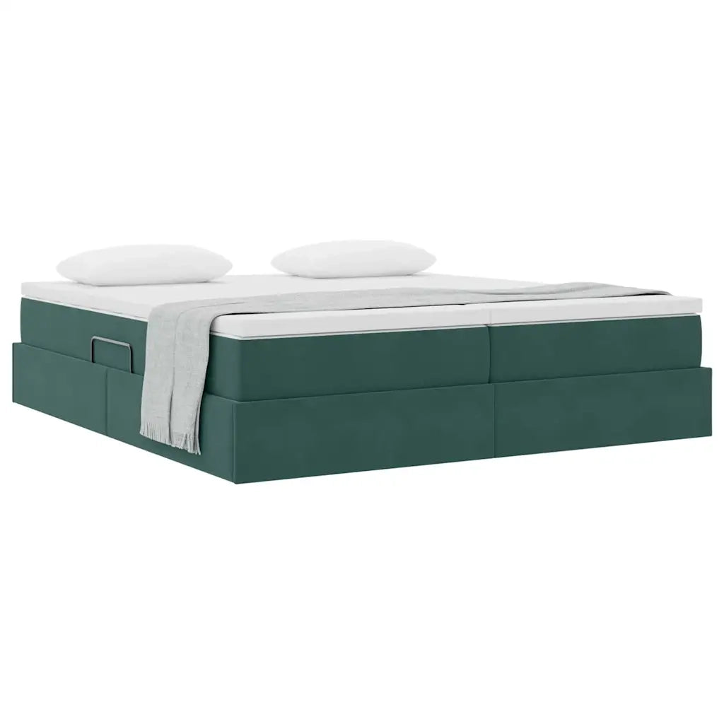 Letto con contenitore e materasso Verde Scuro 200 x 200 cm
