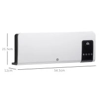Termoventilatore da Parete Oscillatorio con Timer 12h e 2 Modalità di Riscaldamento, 54.5x12x21.5 cm, Bianco