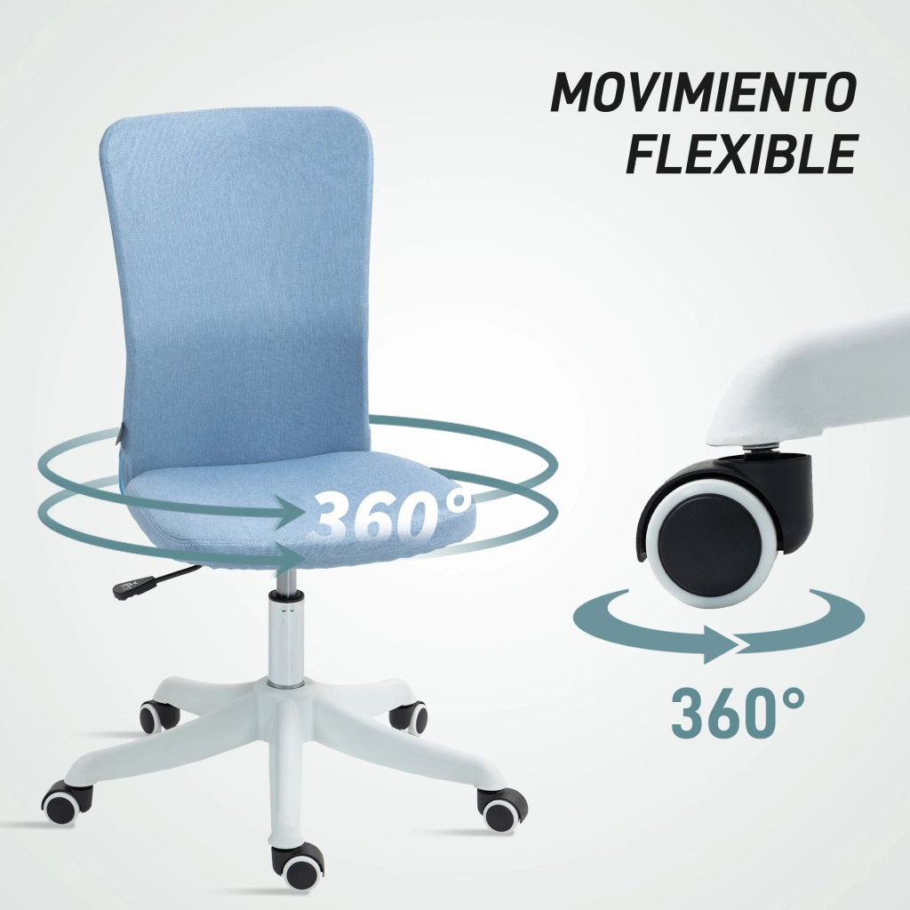 Sedia da Ufficio con Ruote ¨C Zephmum ¨C Blu, Sintetico, 53x43x85-93 cm