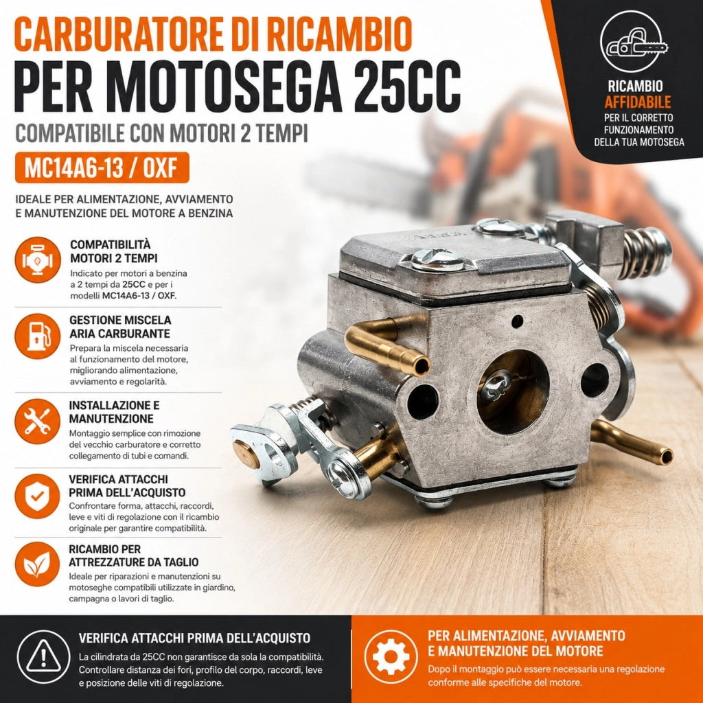 Carburatore Motosega 25CC 2 Tempi Compatibile MC14A6-13 OXF