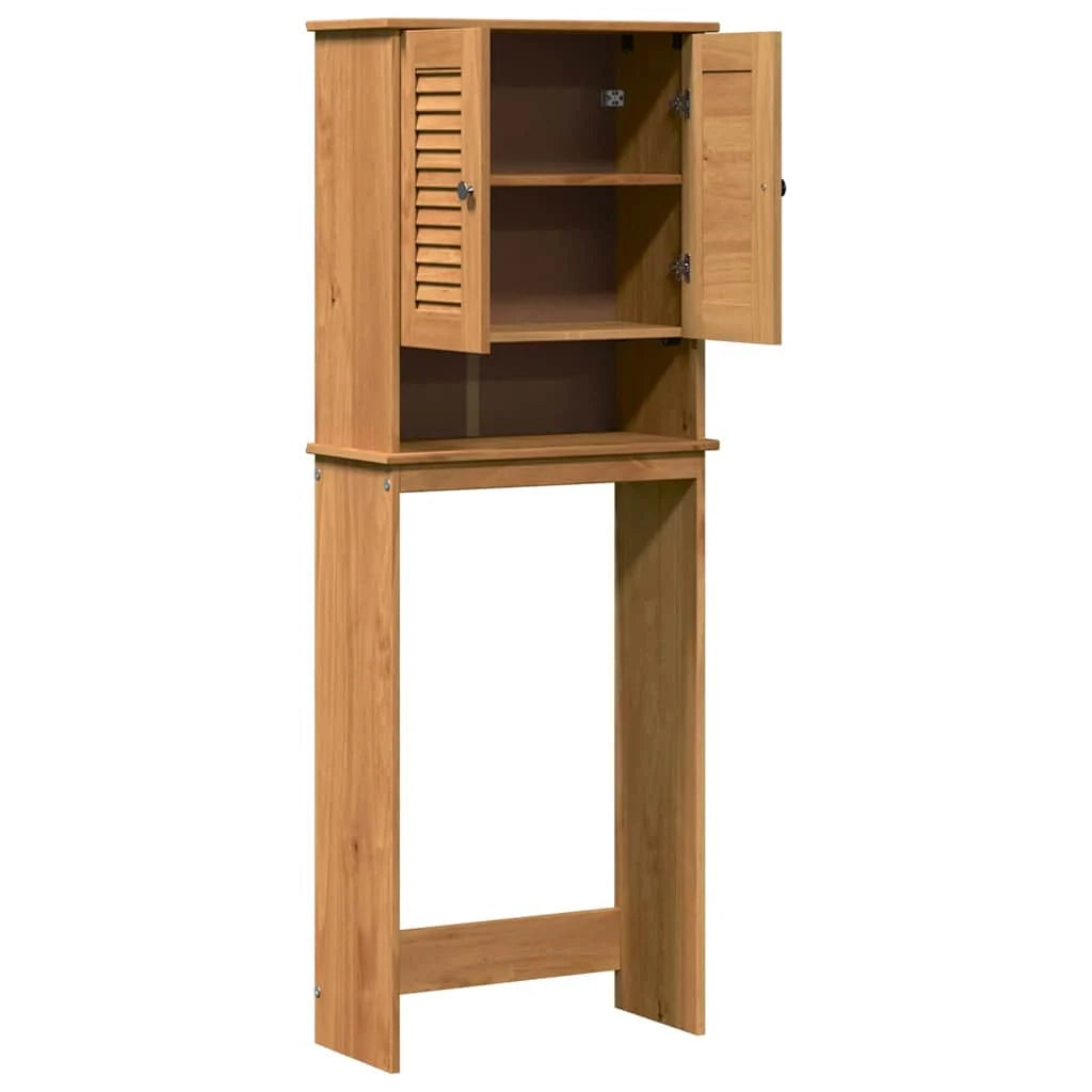Mobiletto sopra il WC dal design moderno 60 x 27 x 161 cm capienza ottimale pino massello marrone 02_0057919