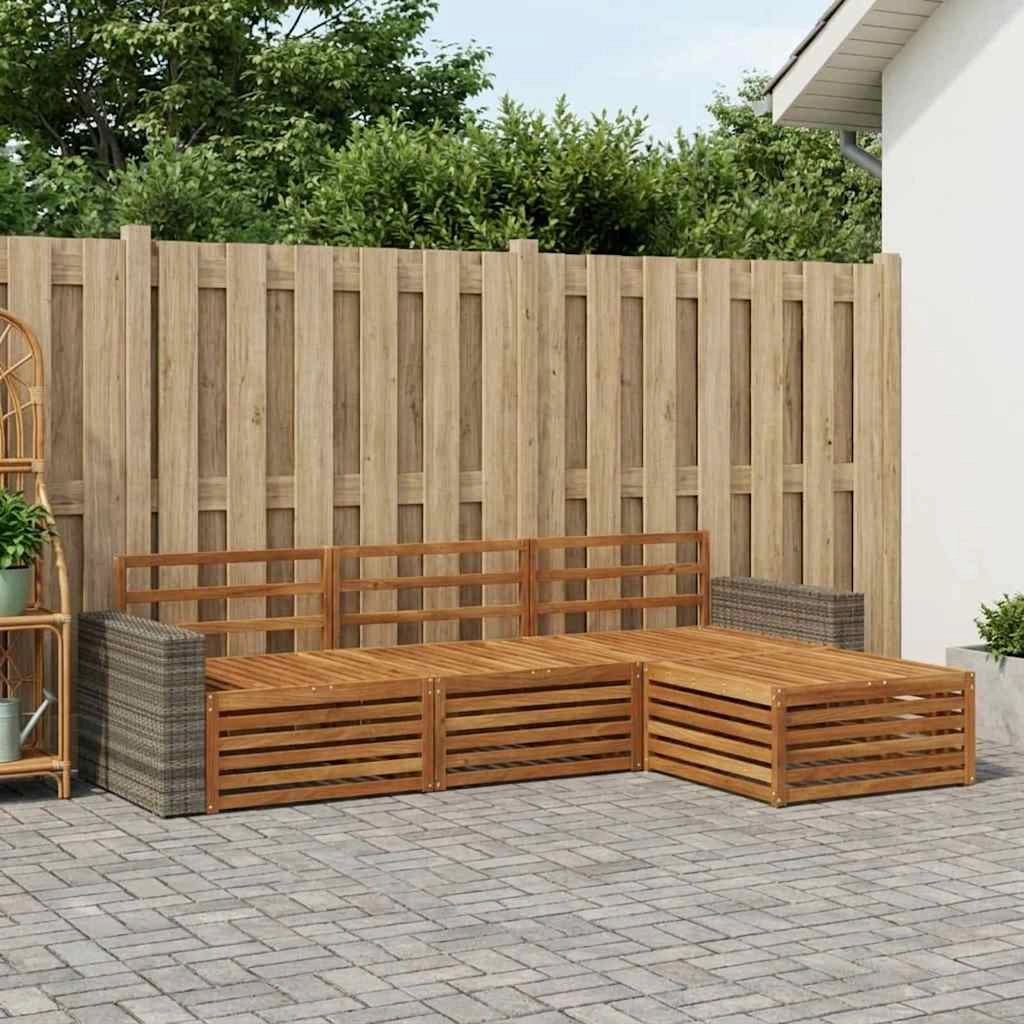 Set di divani da esterno 4 pz Naturale Legno di Acacia Massello 3383217
