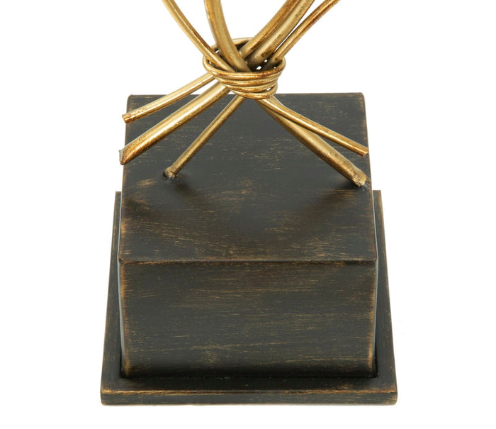 Portacandele Glam Iris 29x12,5x44 cm in Ferro e Vetro Oro e Nero