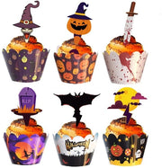 Decorazioni per cupcake Halloween, 48 pezzi, Fantasma, Zucca, Pipistrello