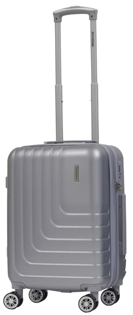 Set 3 Valigie Trolley Rigide in ABS 4 Ruote TSA Ravizzoni Titanio Silver
