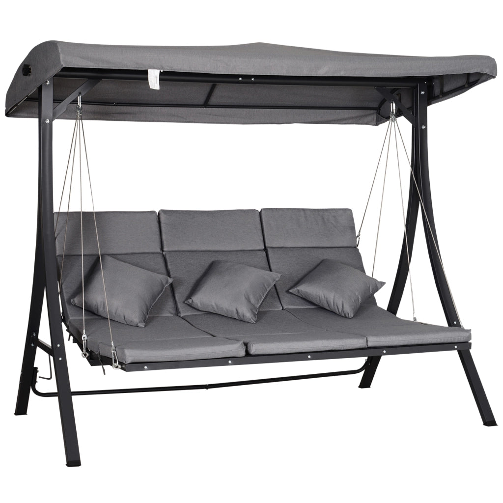 Dondolo da giardino 3 posti ¨C Xylo ¨C con cuscini, grigio, 200x115x168 cm