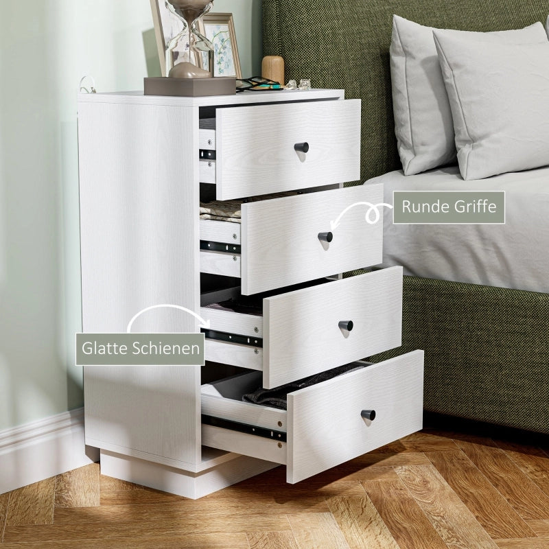 CASSETTIERA 4 cassetti 47 x 29 x 75 cm bianco in pannello di legno