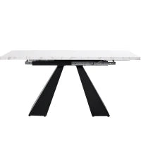 Tavolo da pranzo allungabile, per soggiorno e studio, 159x74x77 cm, Bianco e Nero
