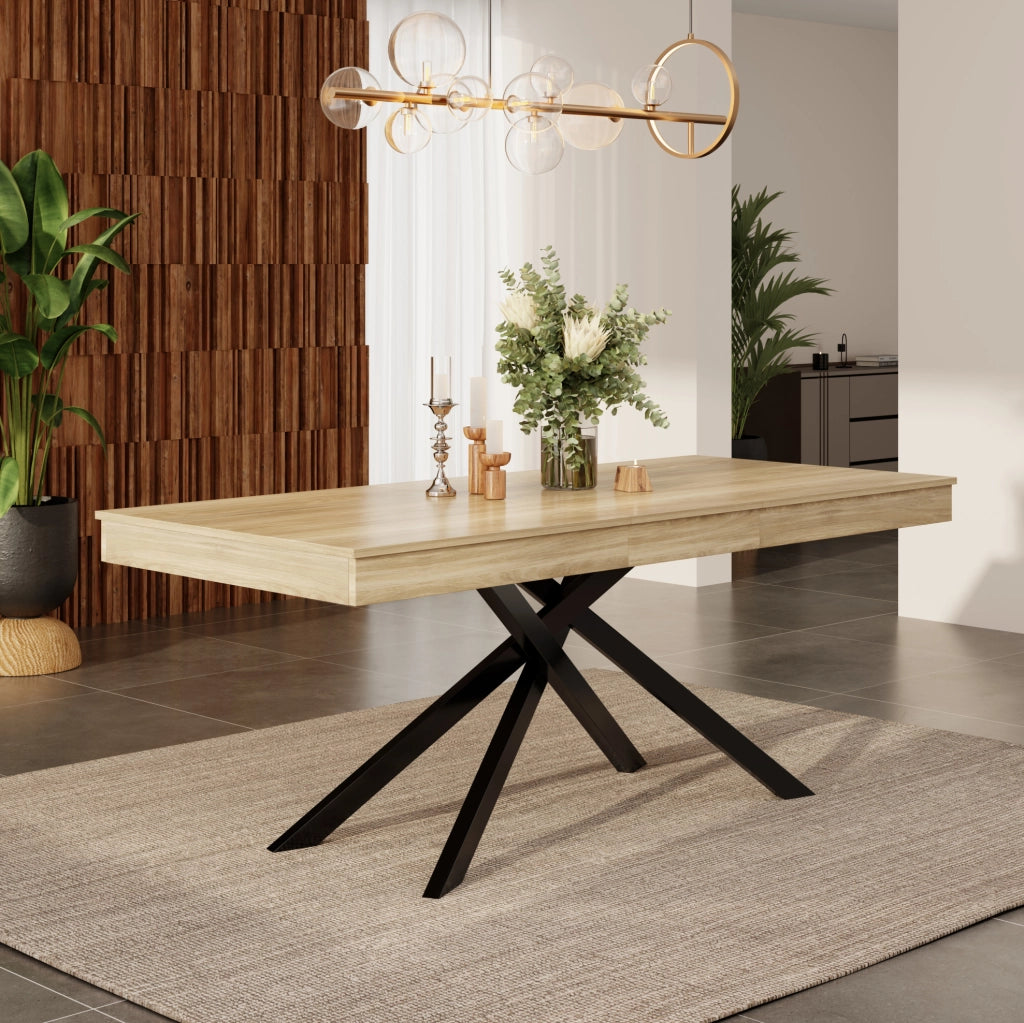 Tavolo da pranzo allungabile 140-180 cm; MDF; rovere