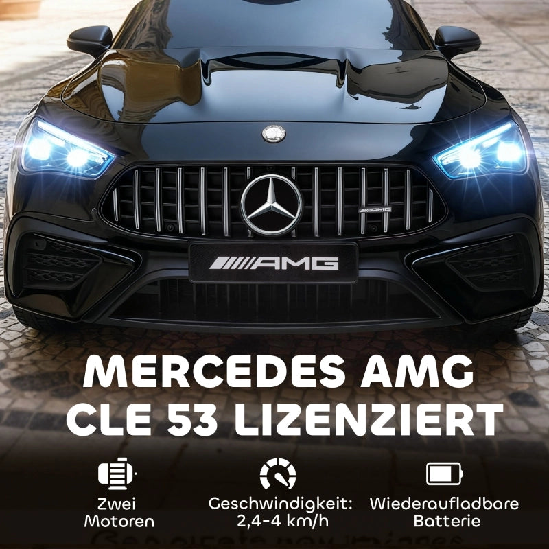 Macchina elettrica per bambini, design Mercedes, motore 12V, telecomando, luci a LED, musica, per bambini dai 3 ai 6 anni, nera