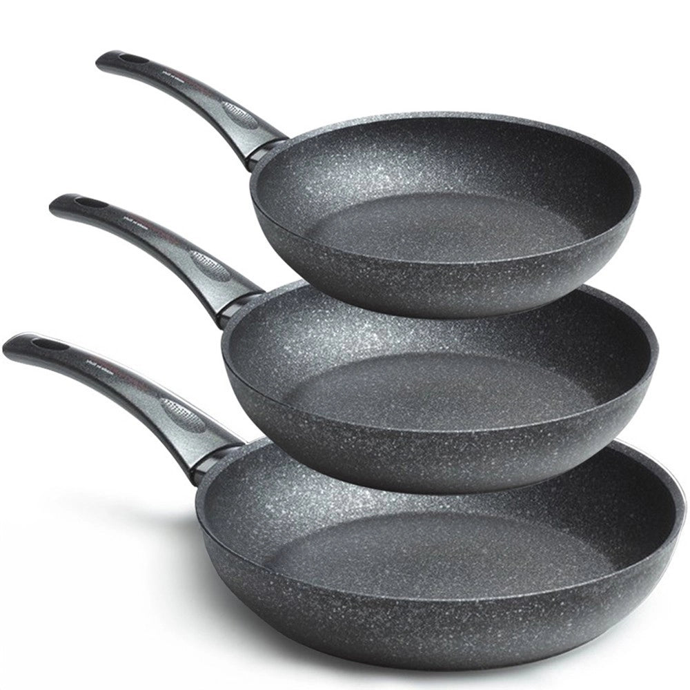 Trade Shop - Set 3 Padelle 22 26 30cm Rivestite Con Polvere Di Diamante Padella Antiaderente -