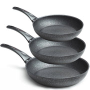 Trade Shop - Set 3 Padelle 22 26 30cm Rivestite Con Polvere Di Diamante Padella Antiaderente -