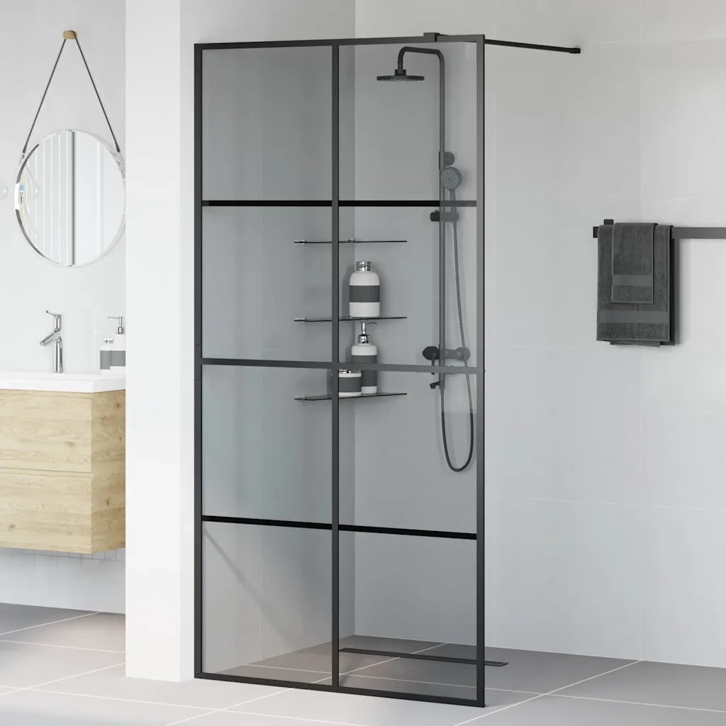 Parete Doccia Walk-in Nero 100 x 195 cm vetro temperato