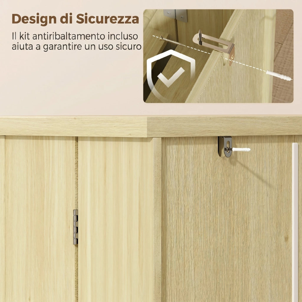 Mobile Dispensa con 12 Rastrelliere Spezie ¨C Zephmum ¨C Legno Naturale 104x40x200