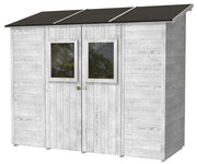 Casette Box da Giardino in Legno Porta Utensili 245x102x224 cm con 2 Porte e Finestre Ecla Bianca