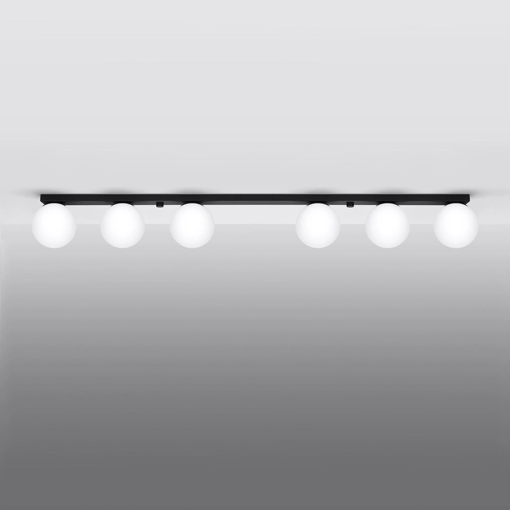 Lampada da soffitto YOLI French Sky in acciaio nero e vetro, moderna a 6 luci