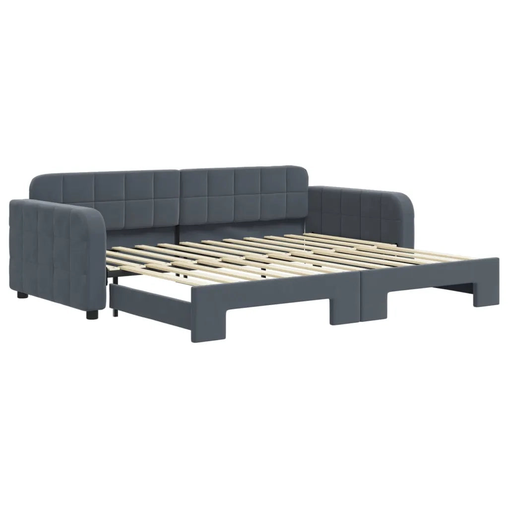 Divano letto | Sof¨¤ letto | Letto singolo Estraibile Grigio Scuro 90x200cm Velluto