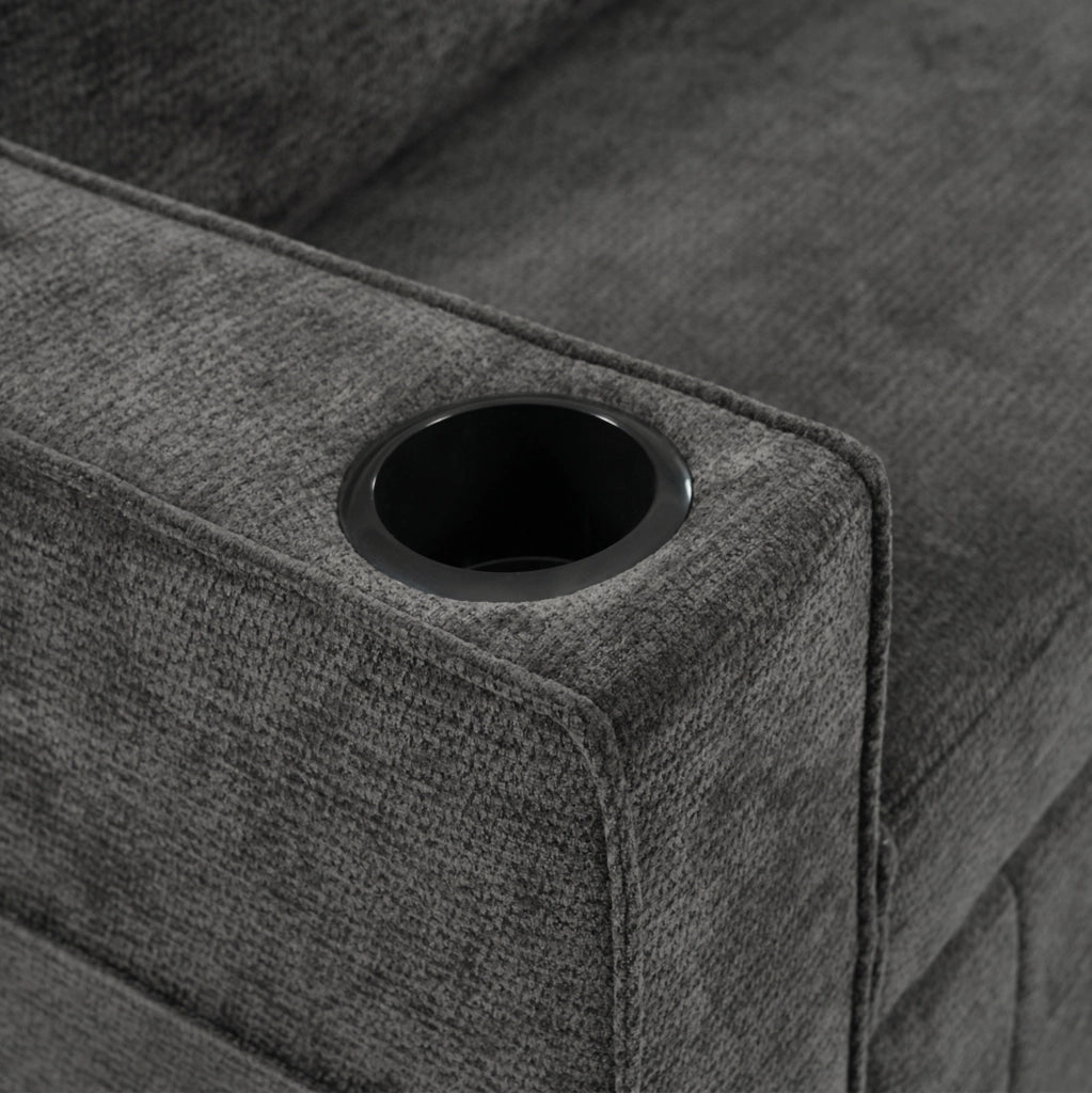Divano letto 140x137x84 cm in ciniglia grigia con contenitore， USB e 2 cuscini